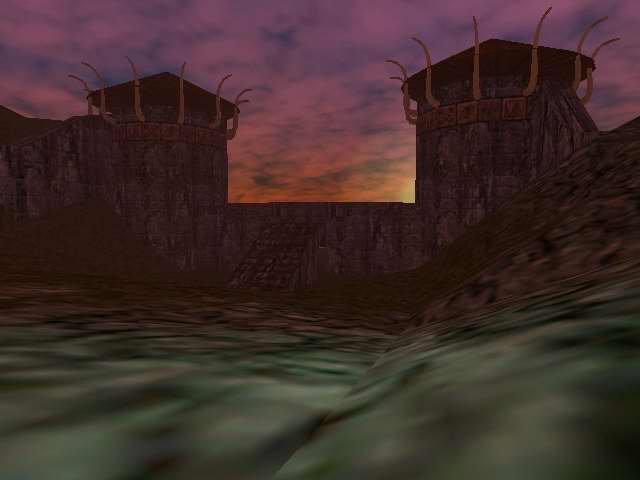The sun sets over the vile fortress of the Sarnak...